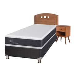 CIC - Box Spring Newortoped 1.5 Plazas + Respaldo + 1 Velador