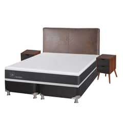 CIC - Box Spring New Ortopedic B5 2 Plazas Base Dividida + Muebles Baker
