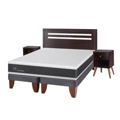 CIC - Cama Europea Newortoped60 2 Plazas + Respaldo + 2 Veladores