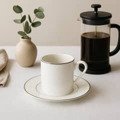 FLORENCIA - Taza Con Plato Silver Porcelana De Hueso