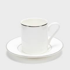 FLORENCIA - Taza con Plato Silver Porcelana de Hueso