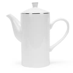 FLORENCIA - Tetera Silver Porcelana Blanca Redonda