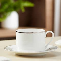 FLORENCIA - Taza de Té con Plato Porcelana Blanca