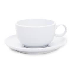 BASEMENT - Taza de Té Flat Edge con Plato Loza Blanca