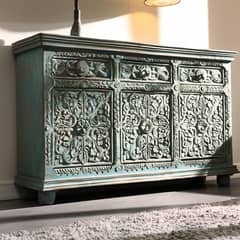 ROBERTA ALLEN - Buffet Ravi 3 Puertas 3 Cajones Madera Mango Turquesa