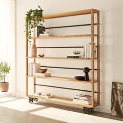 BASEMENT HOME - Estante Clinton Hierro y Madera Natural 4 Repisas
