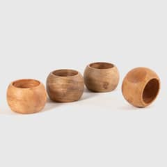 CASA CANTABRIA - Set X 4 Anillo Para Servilleta Diseño Madera Natural
