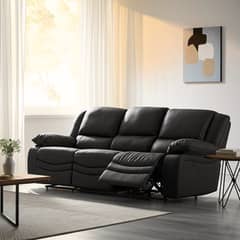 BASEMENT HOME - Sofá Reclinable 3 Cuerpos Cuero Lucas