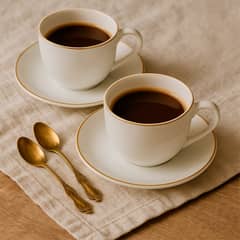FLORENCIA - Taza Té con Platillo Borde Dorado
