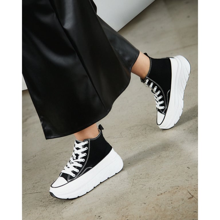 Tenis De Moda Plataforma Chunky Con Pedrería Brillos Blancos | Meses