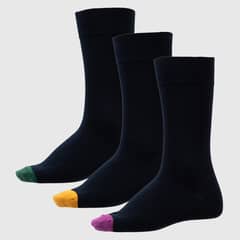 BASEMENT - Calcetines Largos Algodón Diseño con Puntera de Color Hombre