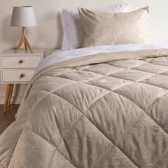 AMBIENTA - Juego De Cama Hojas Beige Sábana + Plumón