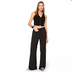 SYBILLA - Pantalón Wide Leg Tiro Alto Mujer