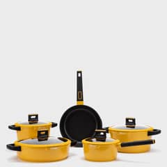 WURDEN - Batería De Cocina Antiadherente 9 Piezas Preston Amarilla