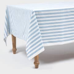 BASEMENT HOME - Mantel Rectangular Algodón Líneas Azules y Blancas