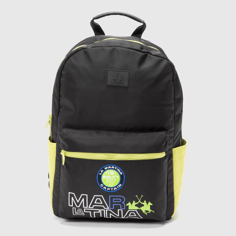 Mochila La Martina Vegan Nubuck Leather And Cordura Para Hombre - Negro