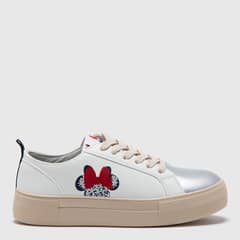 DISNEY - Zapatilla Urbanas Mujer Blancas con Detalle Minnie Mouse