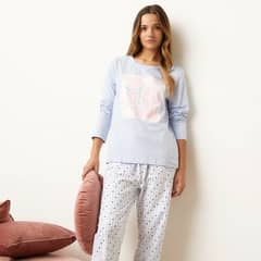 SYBILLA - Polera Pijama Manga Larga 100% Algodón