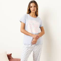 SYBILLA - Polera Pijama Manga Corta 100% Algodón