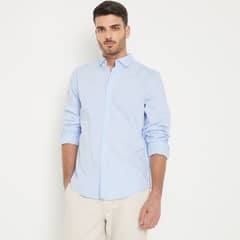BASEMENT - Camisa Manga Larga Algodón Slim Fit Hombre