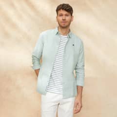 CASCAIS - Camisa Casual Hombre Slim Fit Algodón Manga Larga