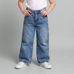 YAMP - Jeans Wide Leg Niña Denim Algodón Tiro Medio