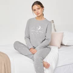 SYBILLA - Pijama Mujer Maxi Algodón Manga Larga Estampado