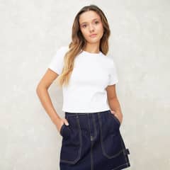SYBILLA - Polera Cropped Manga Corta Mujer