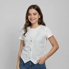ELEVEN - Blusa sin Mangas Algodón Rayas Niña