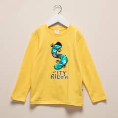 YAMP - Polera Manga Larga Algodón Estampada Niño