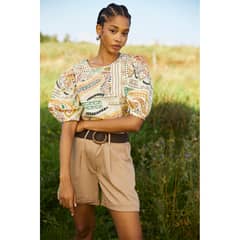 BASEMENT - Blusa Manga Corta Lino Casual