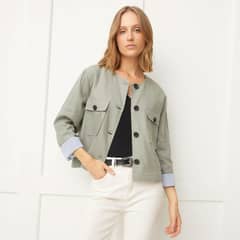 BASEMENT - Chaqueta Mujer Regular Fit Lino Manga Larga