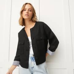 BASEMENT - Chaqueta Mujer Regular Fit Lino Manga Larga