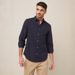BASEMENT - Camisa Manga Larga Casual Algodón Hombre
