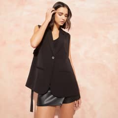 BASEMENT - Blazer Mujer Sin Mangas Cuello Clásico Diseño Liso