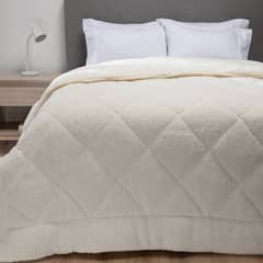 MICA - Plumón Sherpa 2 Plazas Estampado Suave Poliéster Blanco
