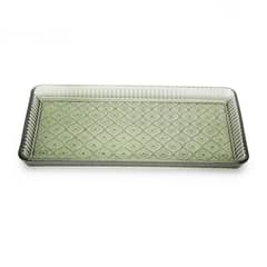 ROBERTA ALLEN - Fuente Rectangular Vidrio Labrado Verde 29.5X14.5X2.8 cm