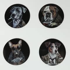 BASEMENT HOME - Set 4 Posavasos Perros Black Bar 10x10 cm