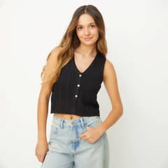 SYBILLA - Crop Top Tejido Sin Mangas Mujer