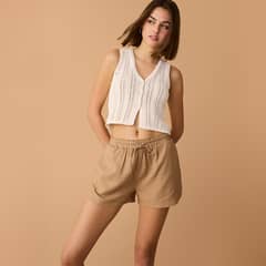SYBILLA - Crop Top Tejido Sin Mangas Mujer