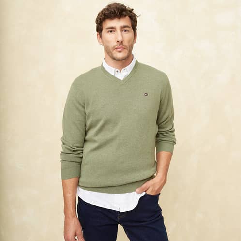 UNIVERSITY CLUB - Sweater Casual Algodón Hombre Cuello En V