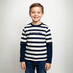 YAMP - Polera Rayada Algodón Doble Manga Niño