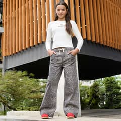 ELEVEN - Jeans Wide Leg Animal Print Niña Algodón