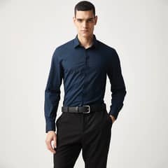 BASEMENT - Camisa Casual Manga Larga Algodón