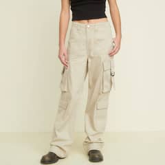 SYBILLA - Jeans Cargo Tiro Alto Mujer Algodón Straight Casual