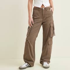 SYBILLA - Jeans Cargo Tiro Alto Mujer Algodón Straight Casual