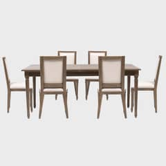 ROBERTA ALLEN - Juego de comedor rectangular Croisette 6 sillas crudo