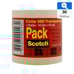 SCOTCH - Pack 3 Cintas 500 Transparente 18mm x 30mts