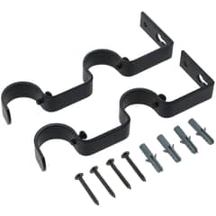 JUST HOME COLLECTION - Set de soportes para barra de cortina 28 mm 2 unidades negro