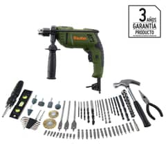 BAUKER - Kit Taladro Percutor 10 mm 600 W con 75 Accesorios
